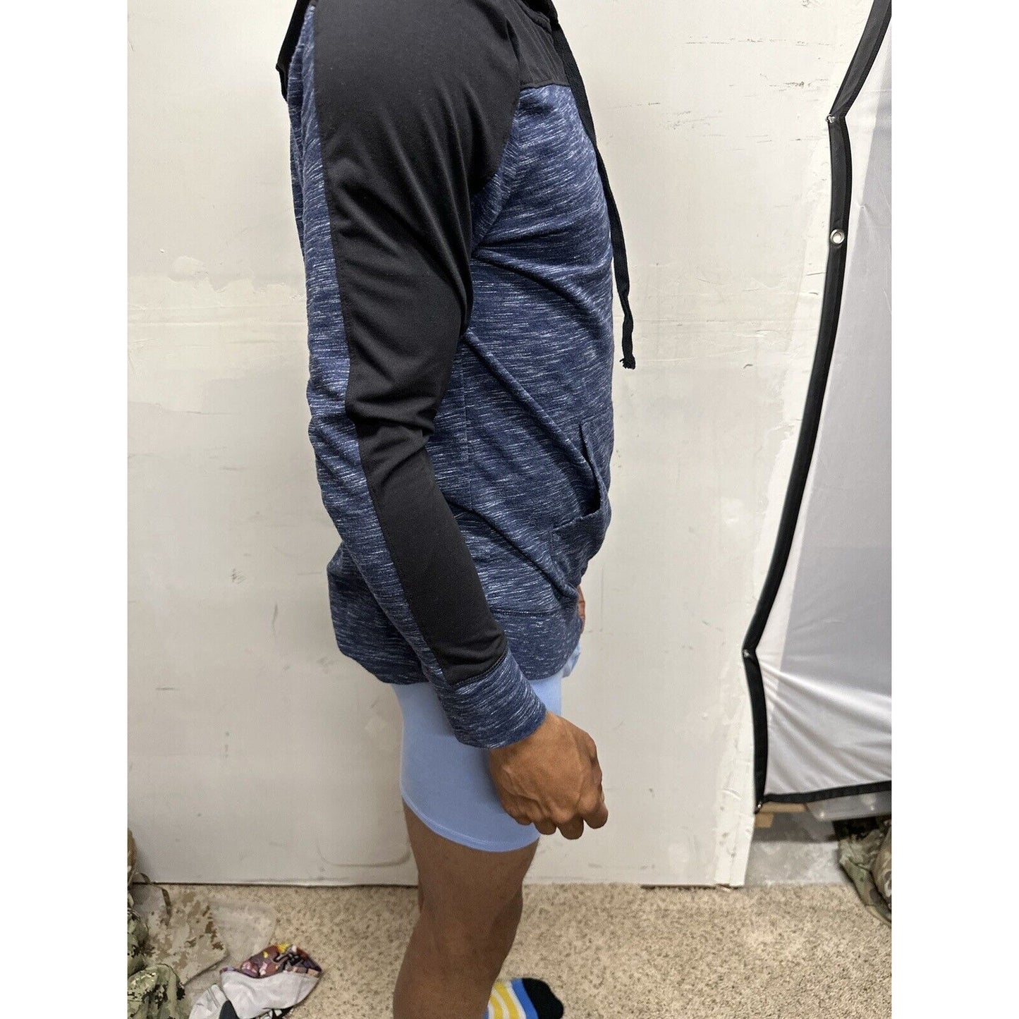Men’s Blue And Black Boyfriend Hoodie Large Full Zip
