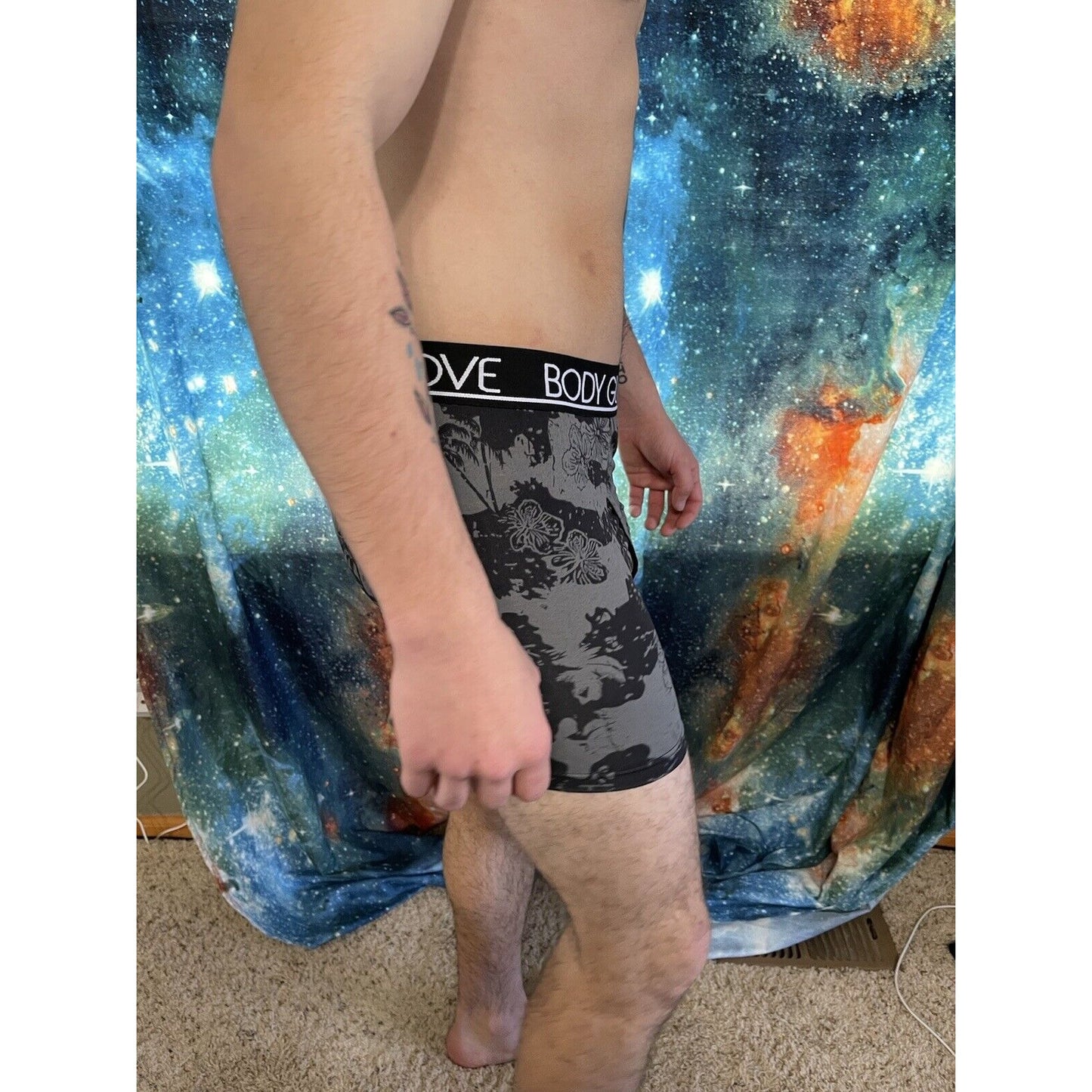 men's body glove black floral medium compression shorts New And Unworn