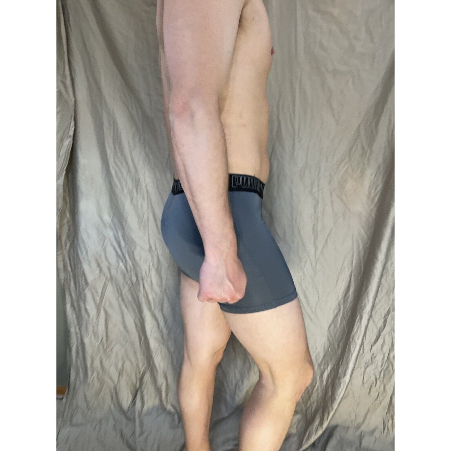 men's puma dark band gray medium compression boxer briefs