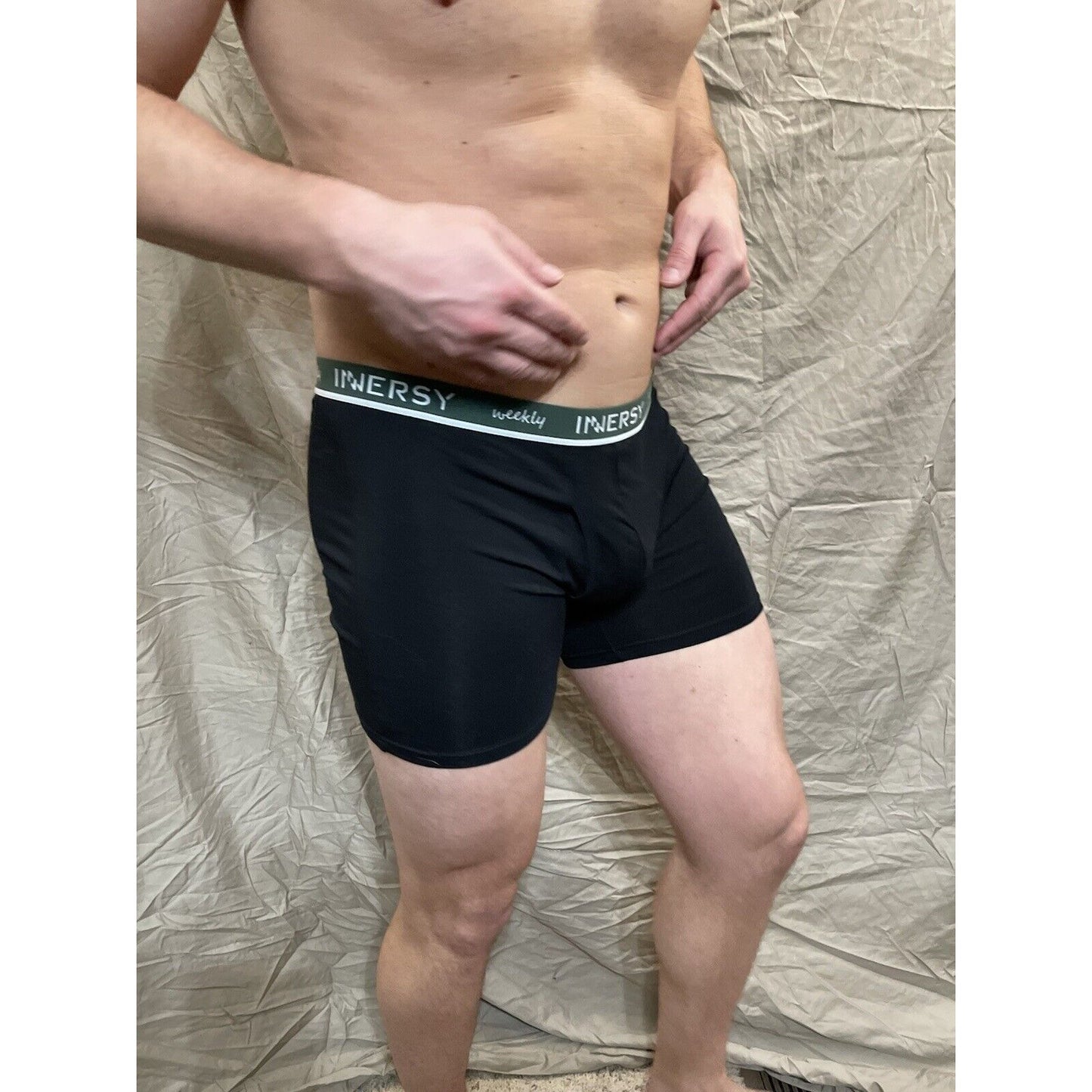 Inersy Weekly Men's black boxer briefs Green band New And Unworn Large