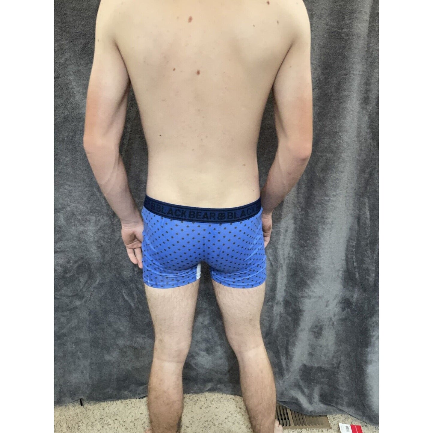 men's medium athletic trunk style black bear boxer brief Blue Polka Dots