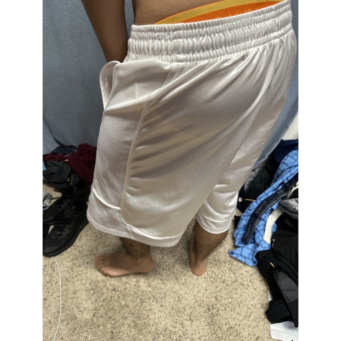 Men’s White AND1 Medium Athletic Shorts With Pockets