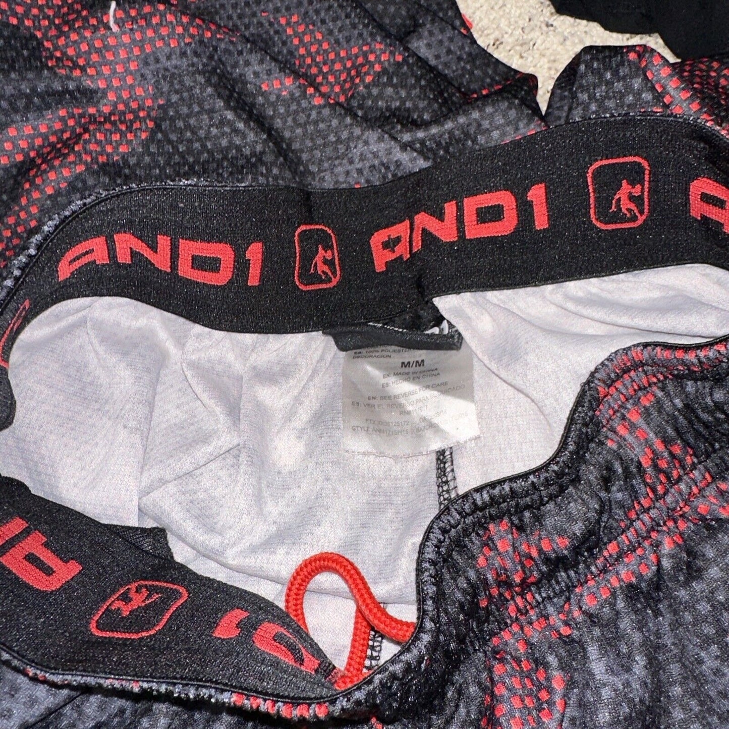 Men’s Black And Red AND1 Athletic Shorts With Pockets