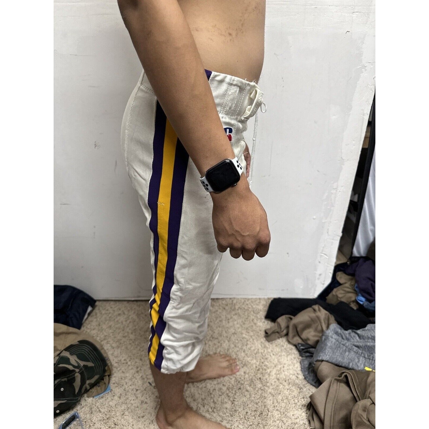 Men’s White Russell Athletics Size 36 Football Pants Gold Purple