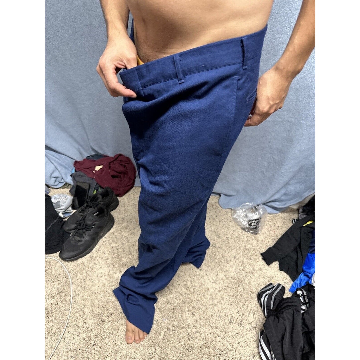 Men’s Blue Air Force Uniform Dress Pants Trousers 35L C Poly Wool