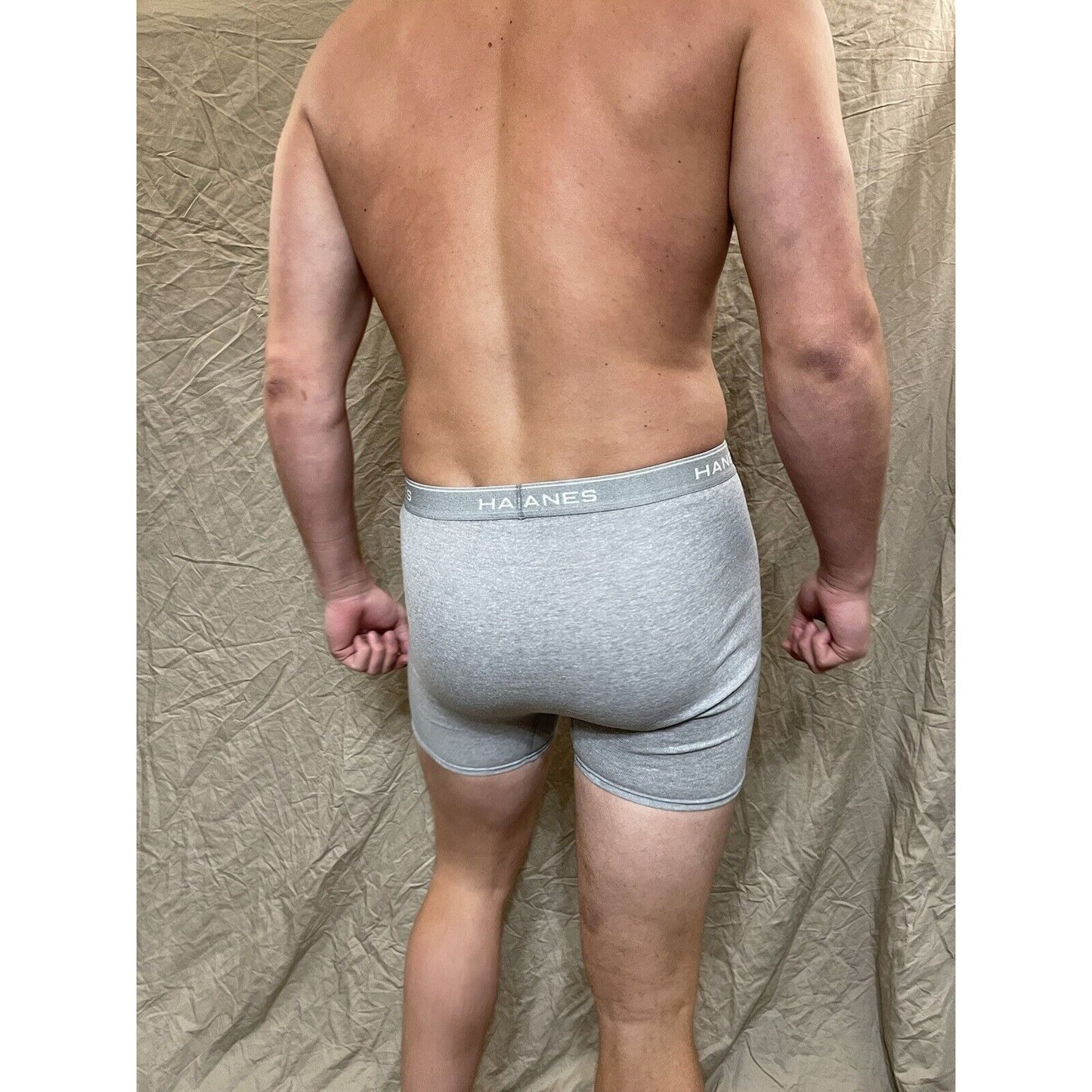 men's hanes gray boxer brief comfort flex medium