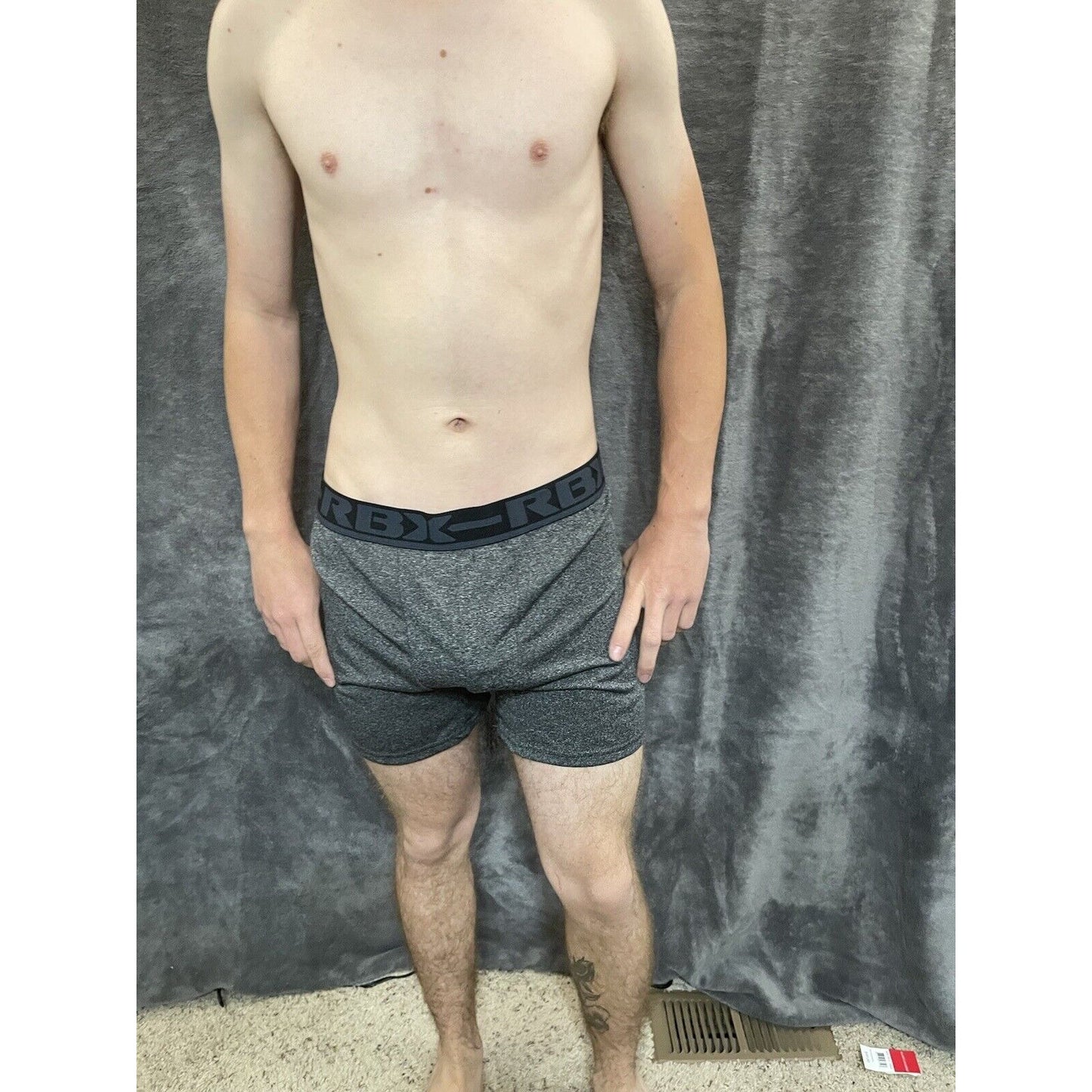 men's rbx Gray black Band large 10% spandex compression boxer briefs
