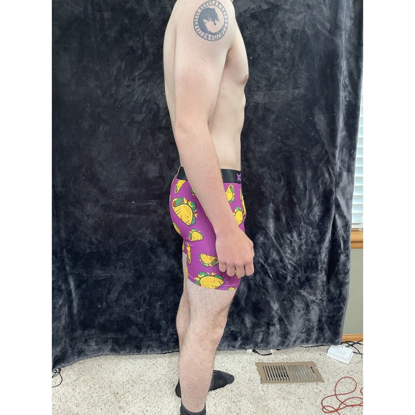 MENS SWAG TACO TUESDAY PURPLE BOXER BRIEF SIZE Large