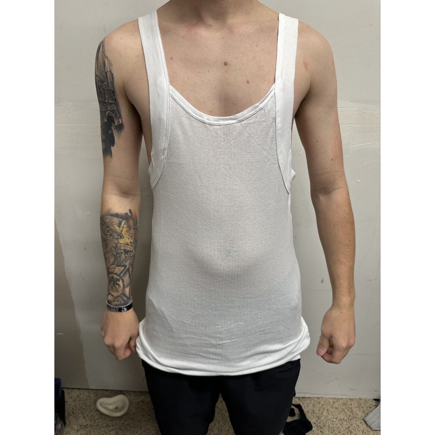 Men’s White Muscle Shirt Tank Papi Large