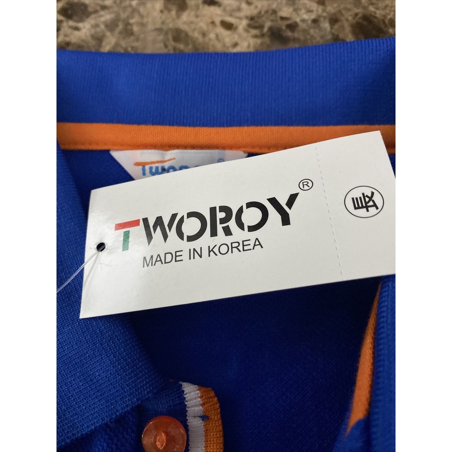 Tworoy Korea Men’s XL (Asian Size) Royal Blue Cotton Long Sleeves Polo Shirt NWT