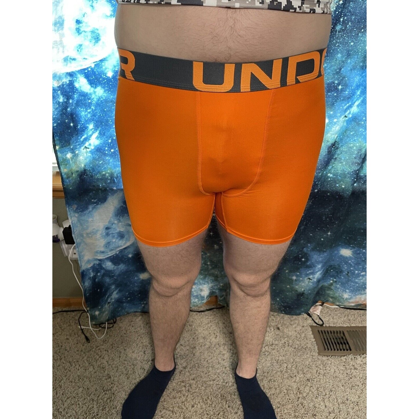 Orange Under Armour Youth Fitted YXL Compression Shorts
