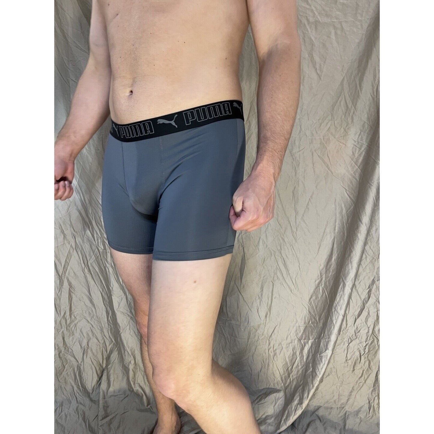 men's puma dark band gray medium compression boxer briefs