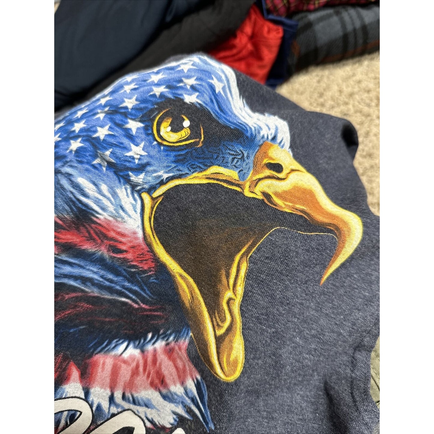 men’s gray faded glory medium muscle shirt freedom bald eagle