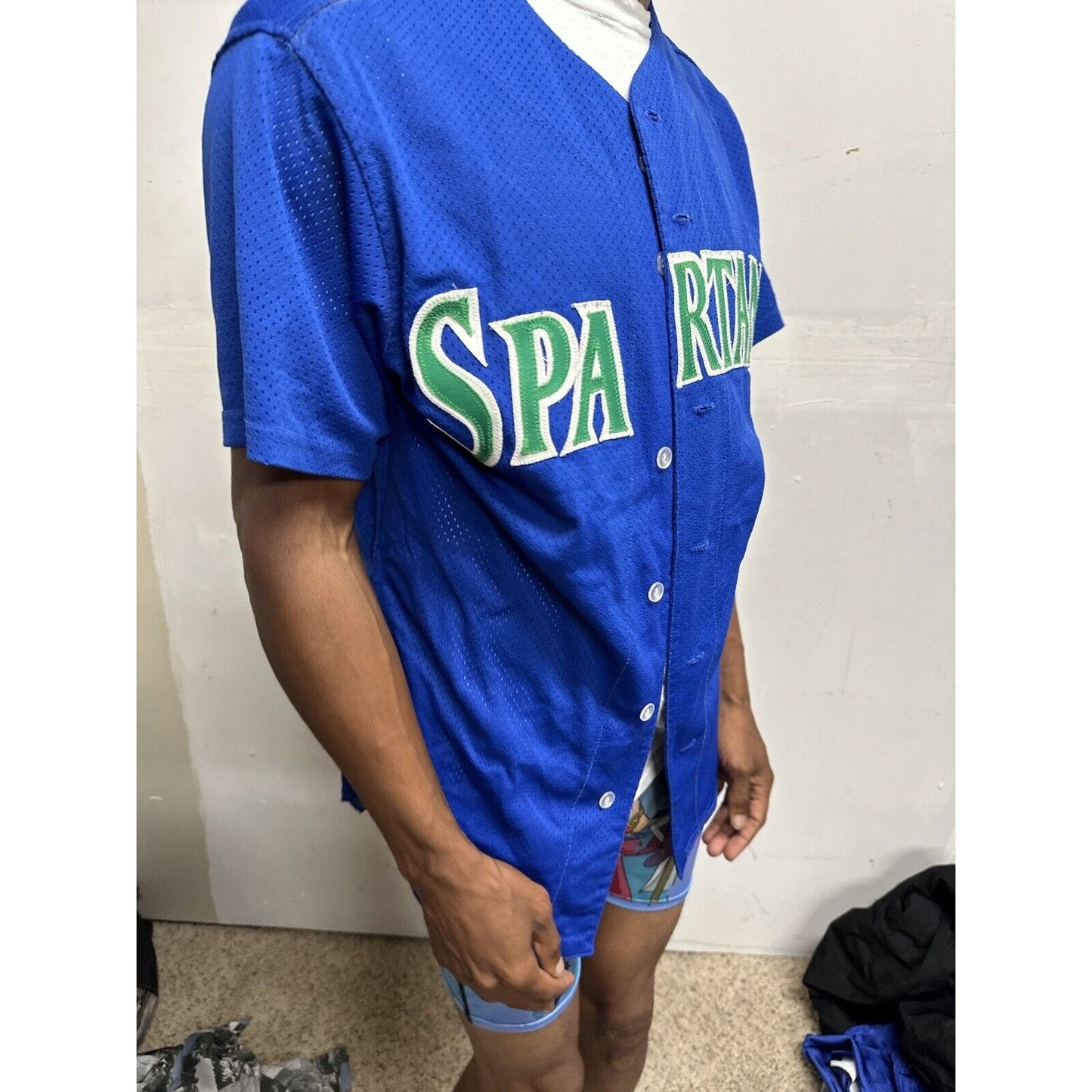 Men’s Victory Size 38 Blue Baseball Jersey Spartans