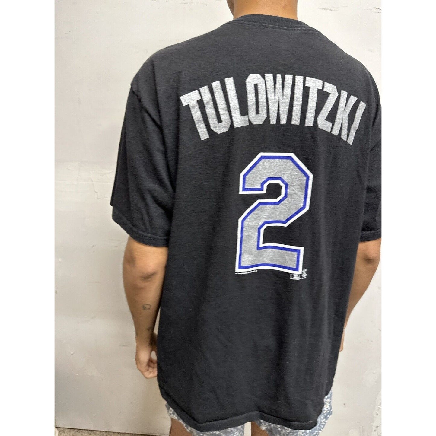 Men’s Black Genuine MLB Merchandise Colorado Rockies Large Tulowitzki Shirt