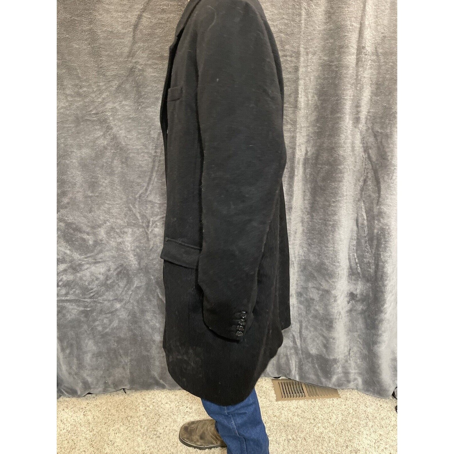 men's large guess jacket overcoat wool poly blend Black