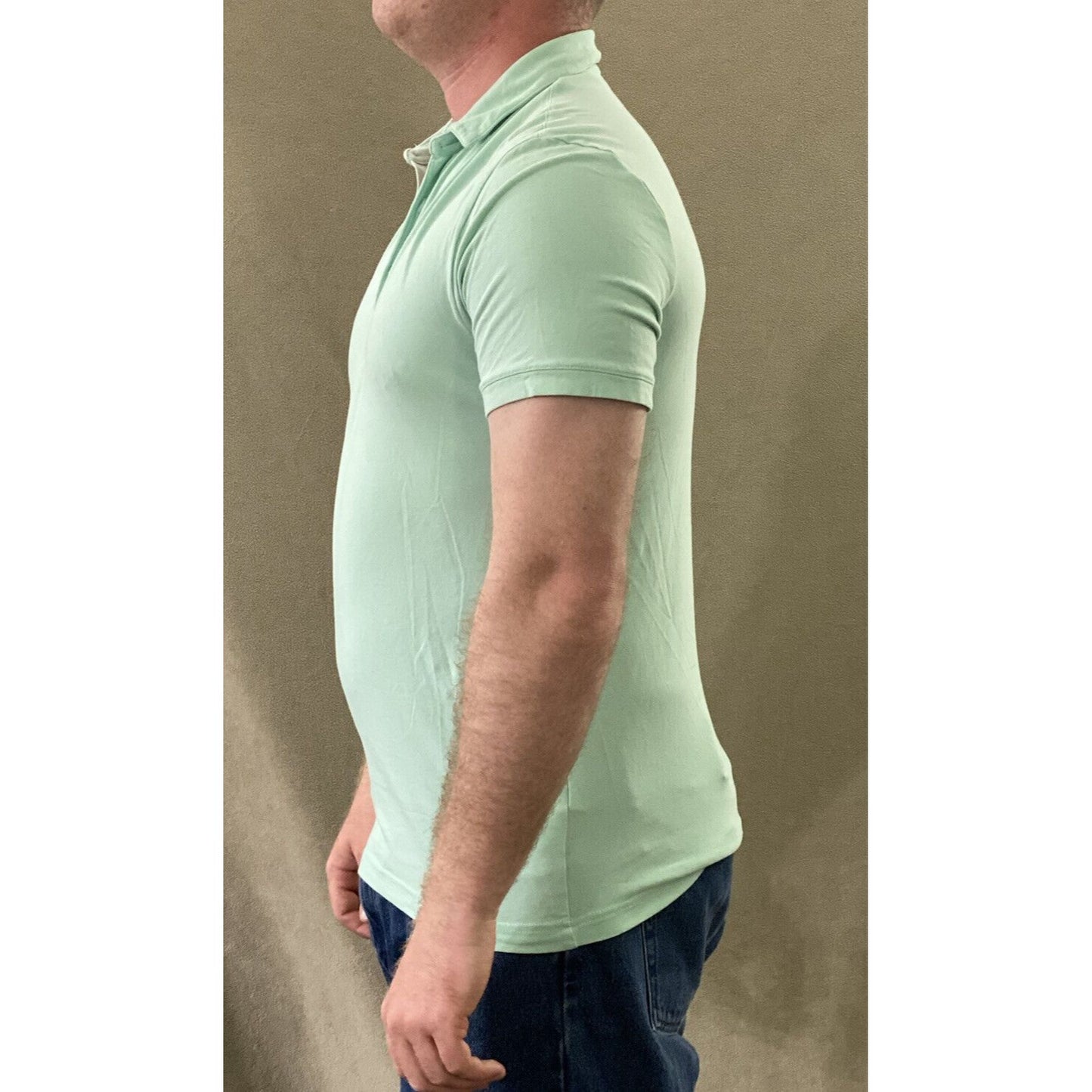 H&M Basic Fine Cotton Stretch Men's Medium Mint Green Polo Shirt