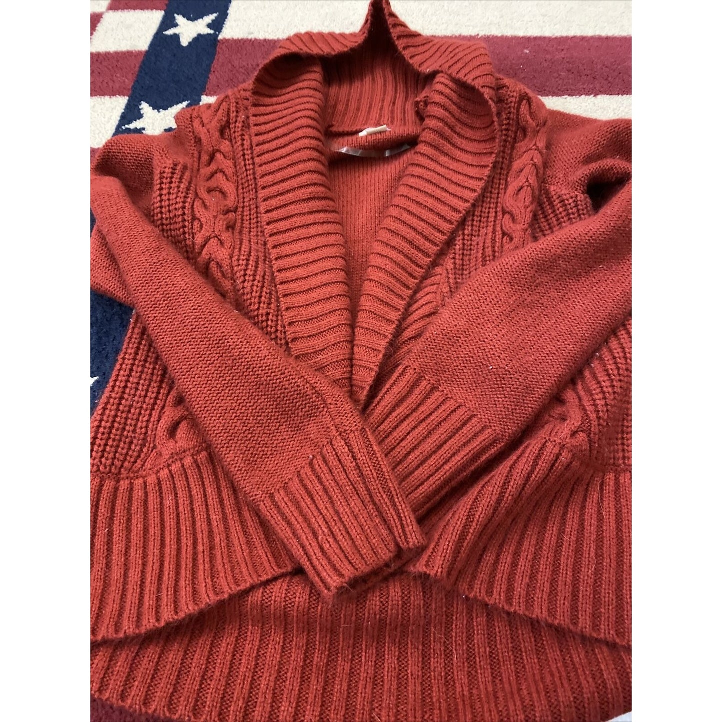 Mossimo Supply Co. Women's Medium Red Cable Knit Acrylic Cardigan Sweater