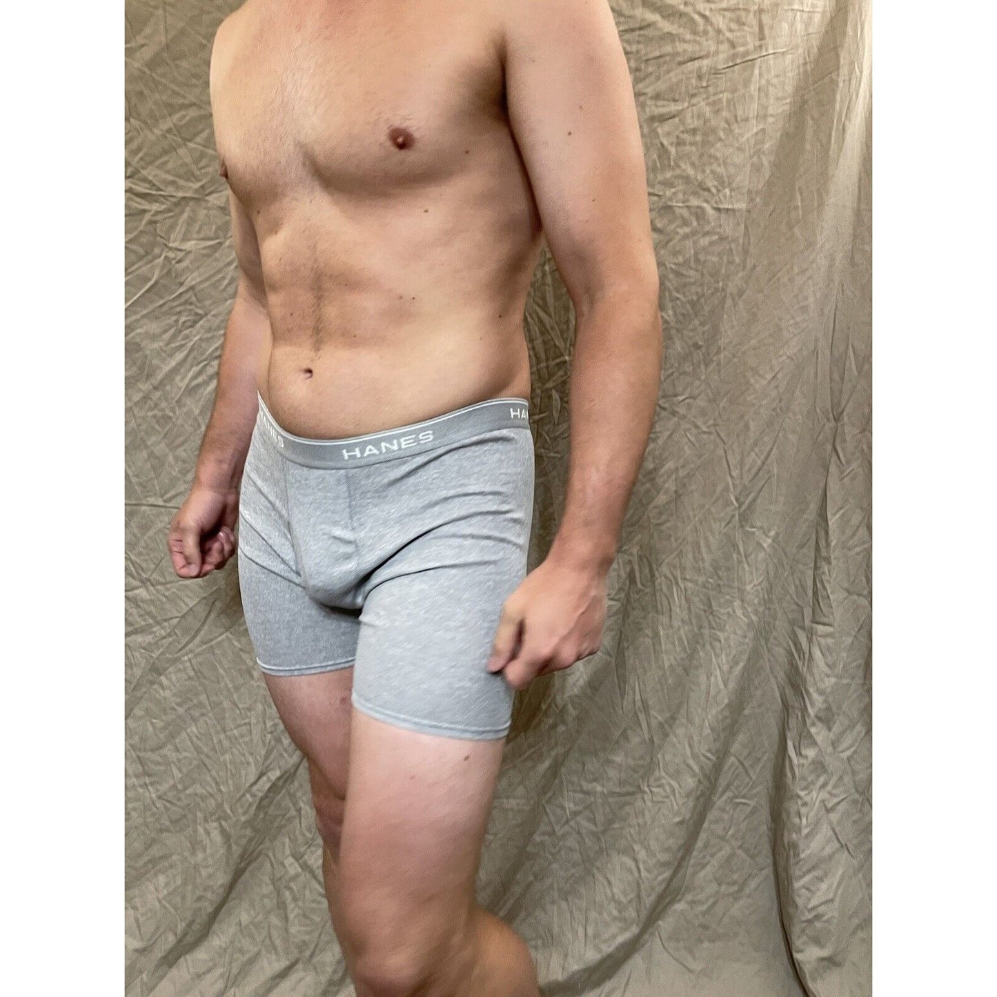 men's hanes gray boxer brief comfort flex medium