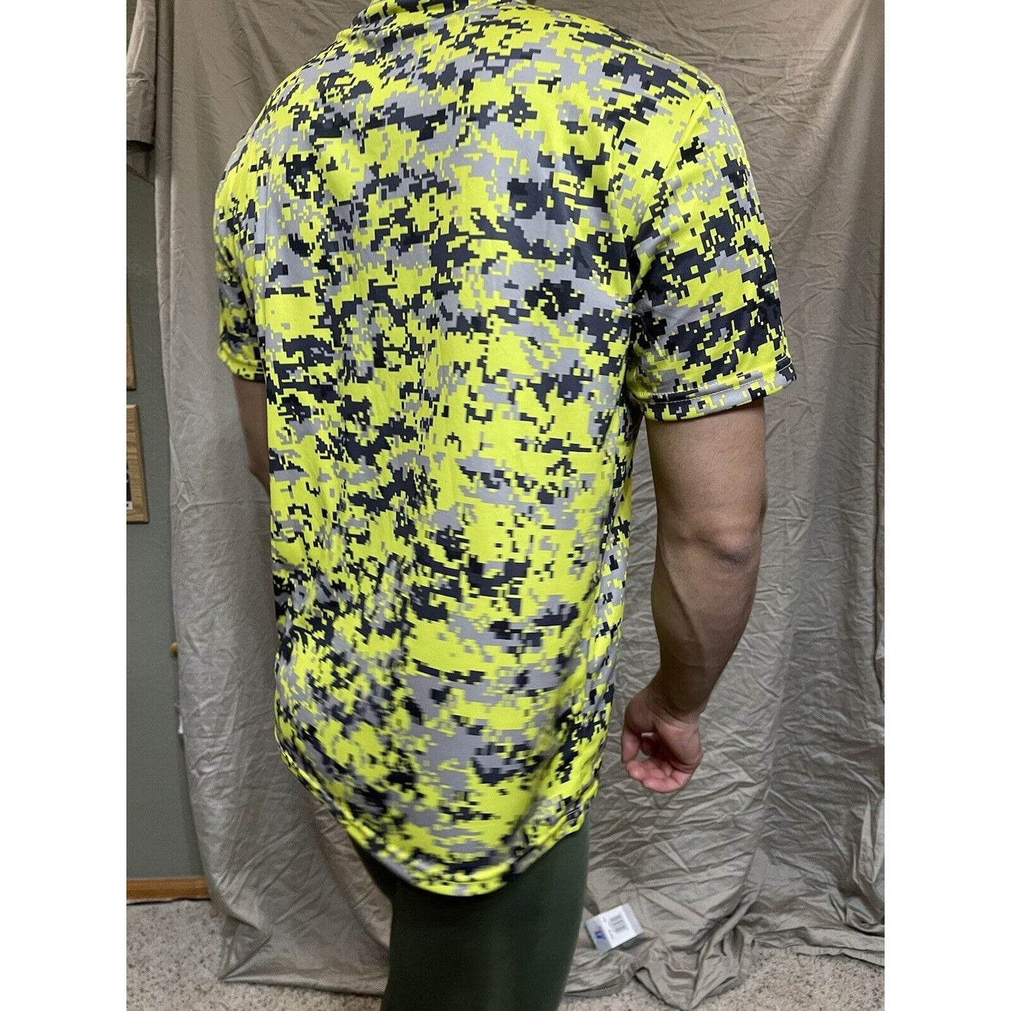Boy's Youth Large Camo Alleson Athletic Neon Yellow Compression Workout Shirt