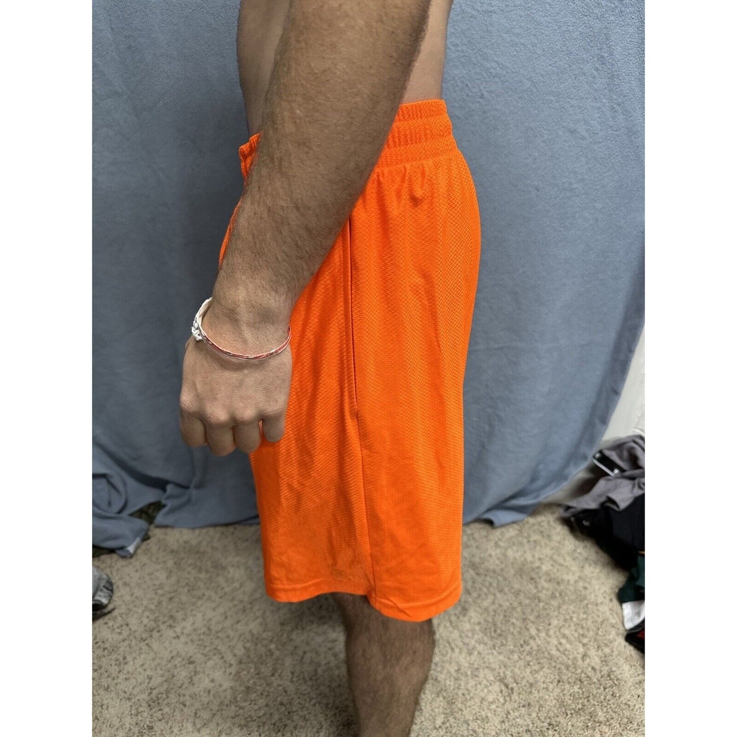 Men’s Neon Orange Starter Medium Athletic Shorts With Pockets