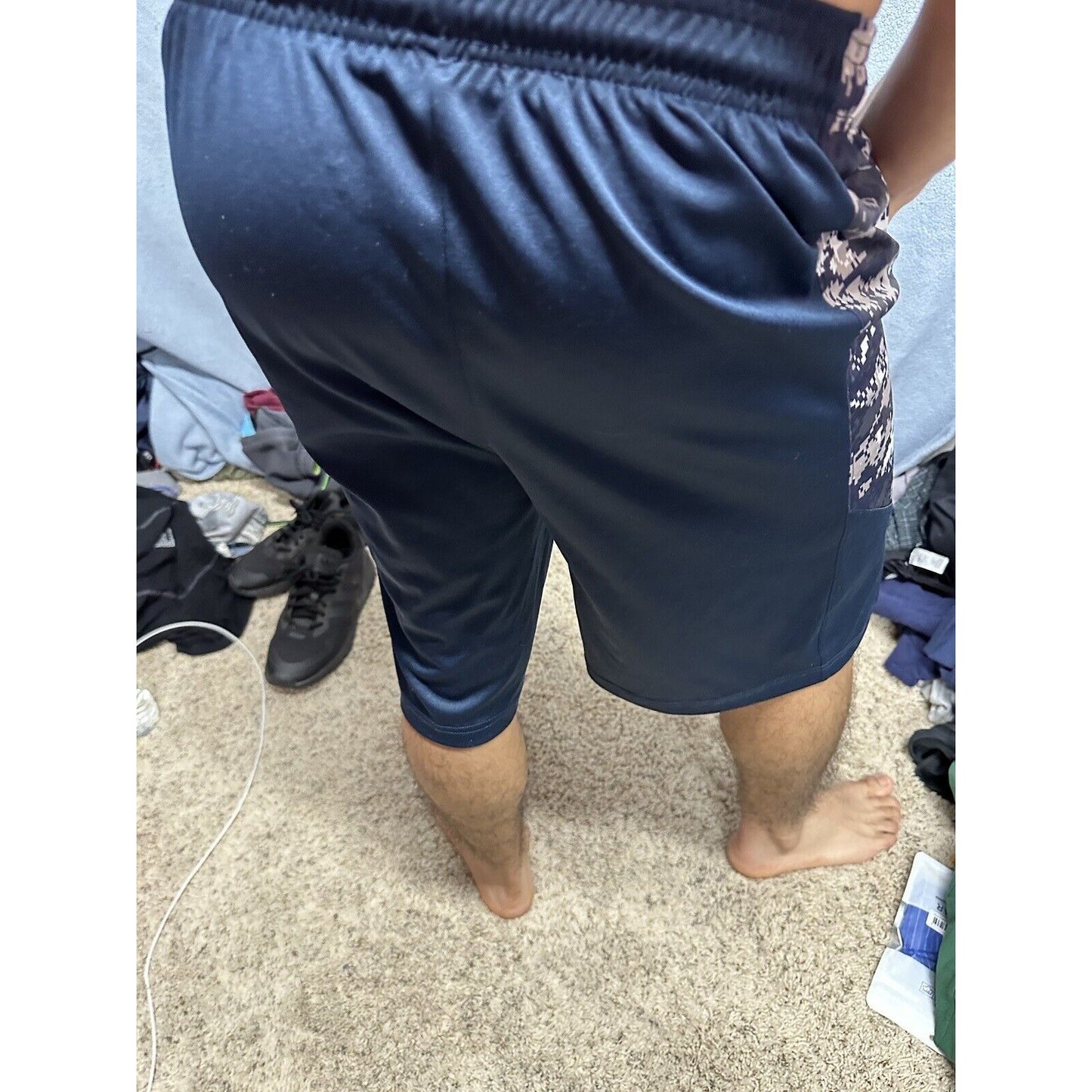 Men’s Badger Sport Small Dark Blue Camo Athletic Shorts With Pockets