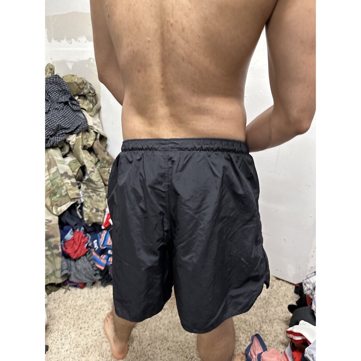 Men’s Army PT Shorts Vintage Black With Silver Reflective Logo Uniform Multi