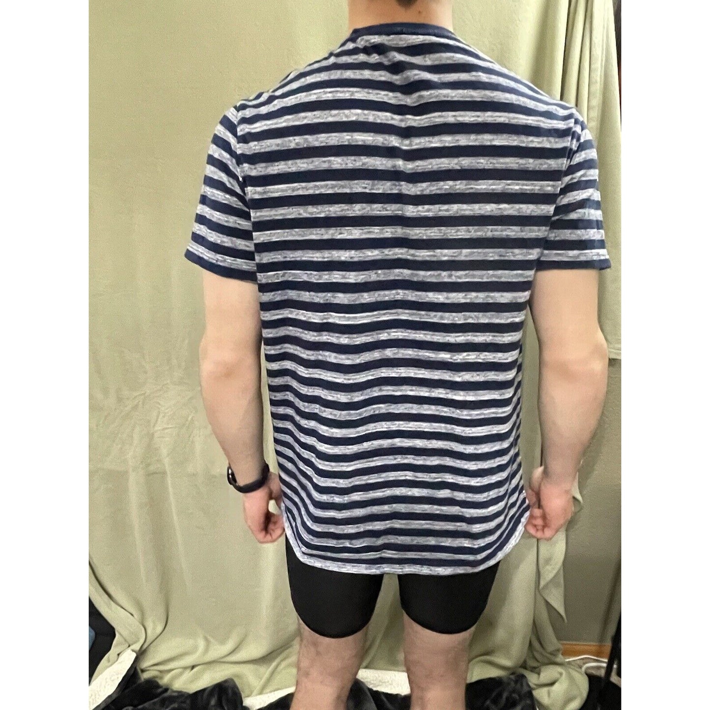 Vintage Calvin Klein Striped T-Shirt Blue White Navy Stripes Size Large