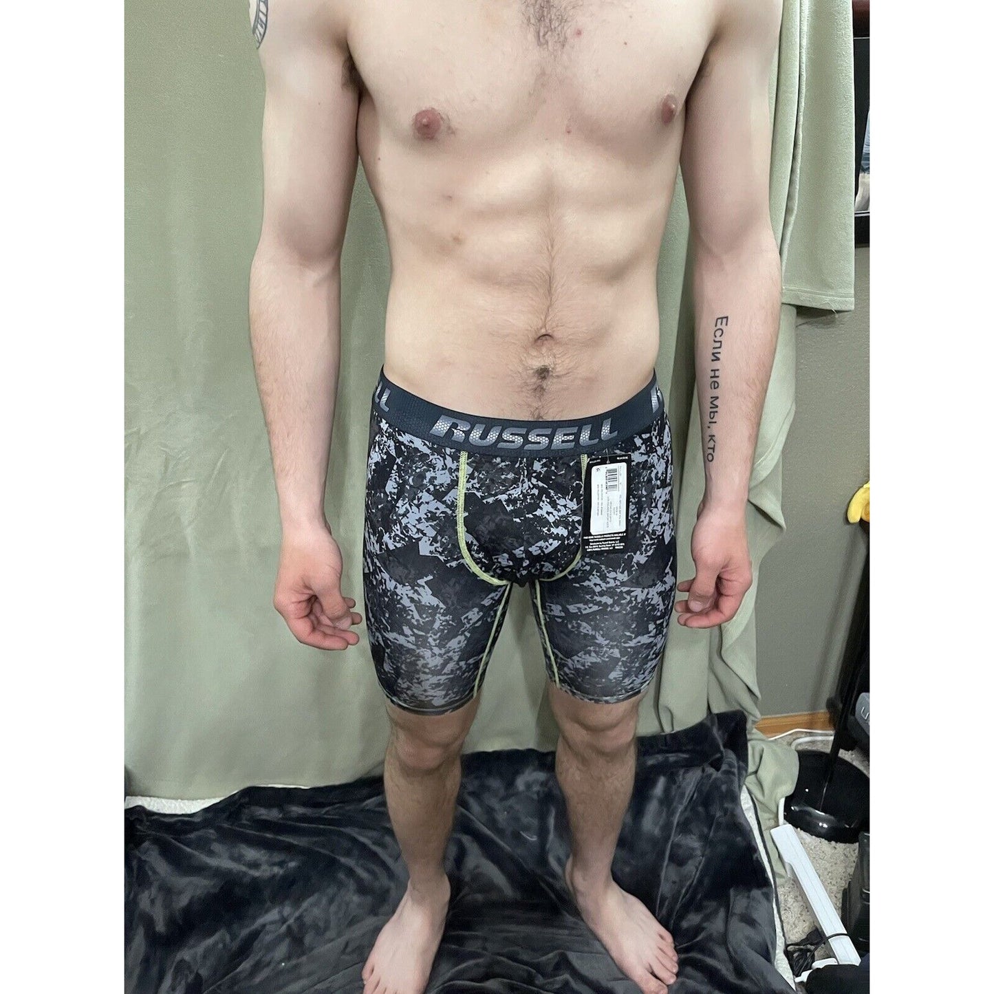 Russell Performance Men’s Medium Long Leg Boxer Briefs Gray Camo