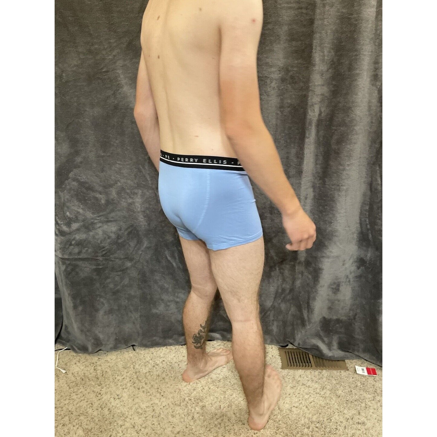 men's light blue perry ellis portfolio 5% spandex boxer brief Medium