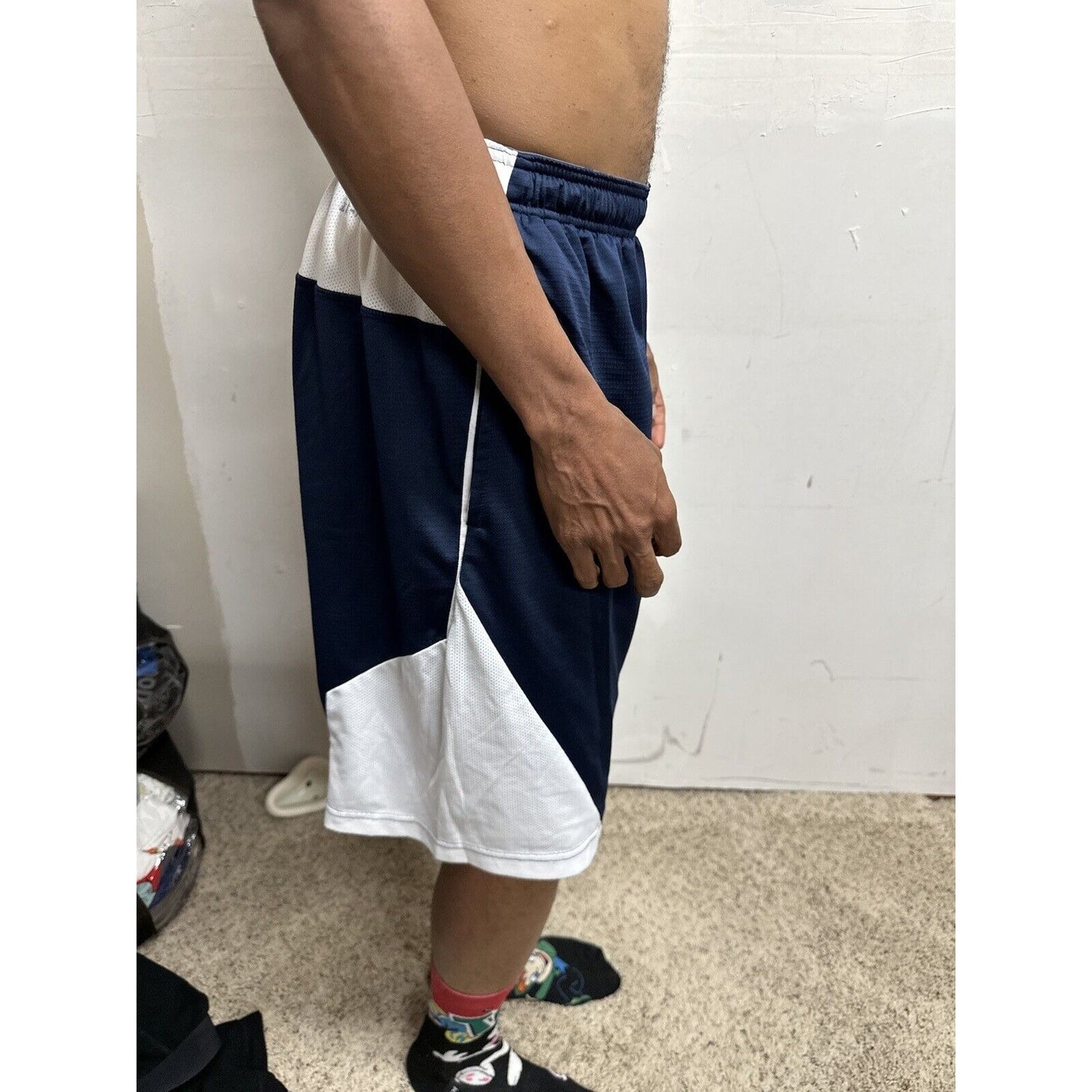 Men’s Nike Dri Fit Large Athletic Shorts Dri-fit Blue White With Pockets
