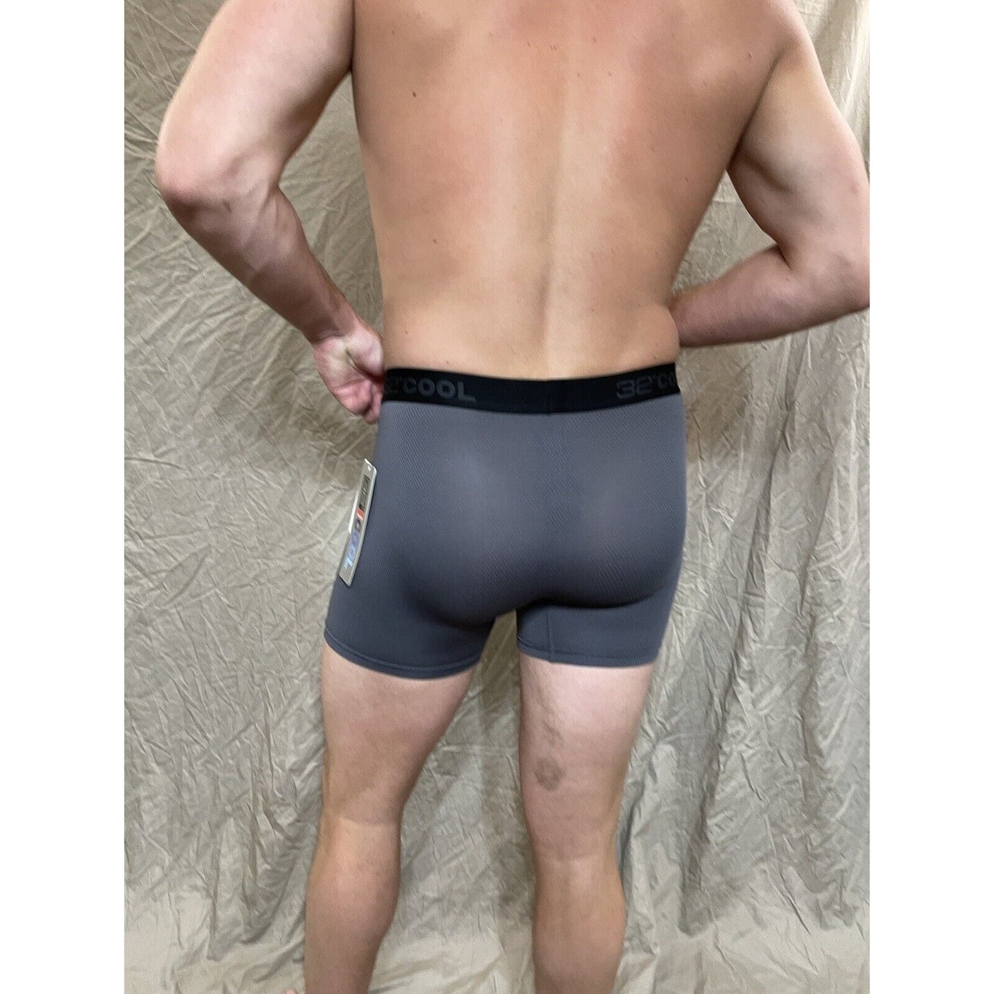 men's 32 degree cool charcoal gray mesh boxer brief small