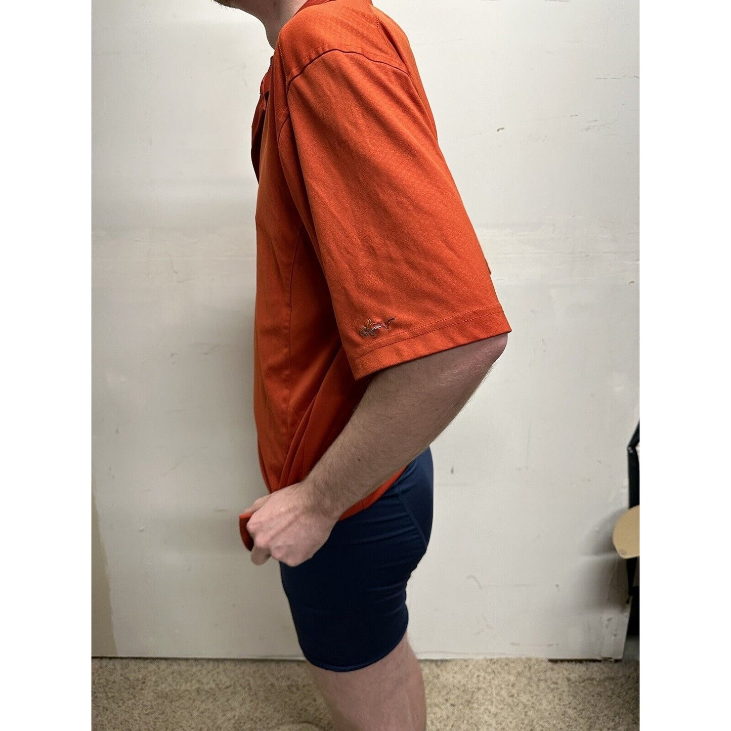 Greg Norman For Tasso Ella Play Dry Orange Medium Polo Shirt Short Sleeve