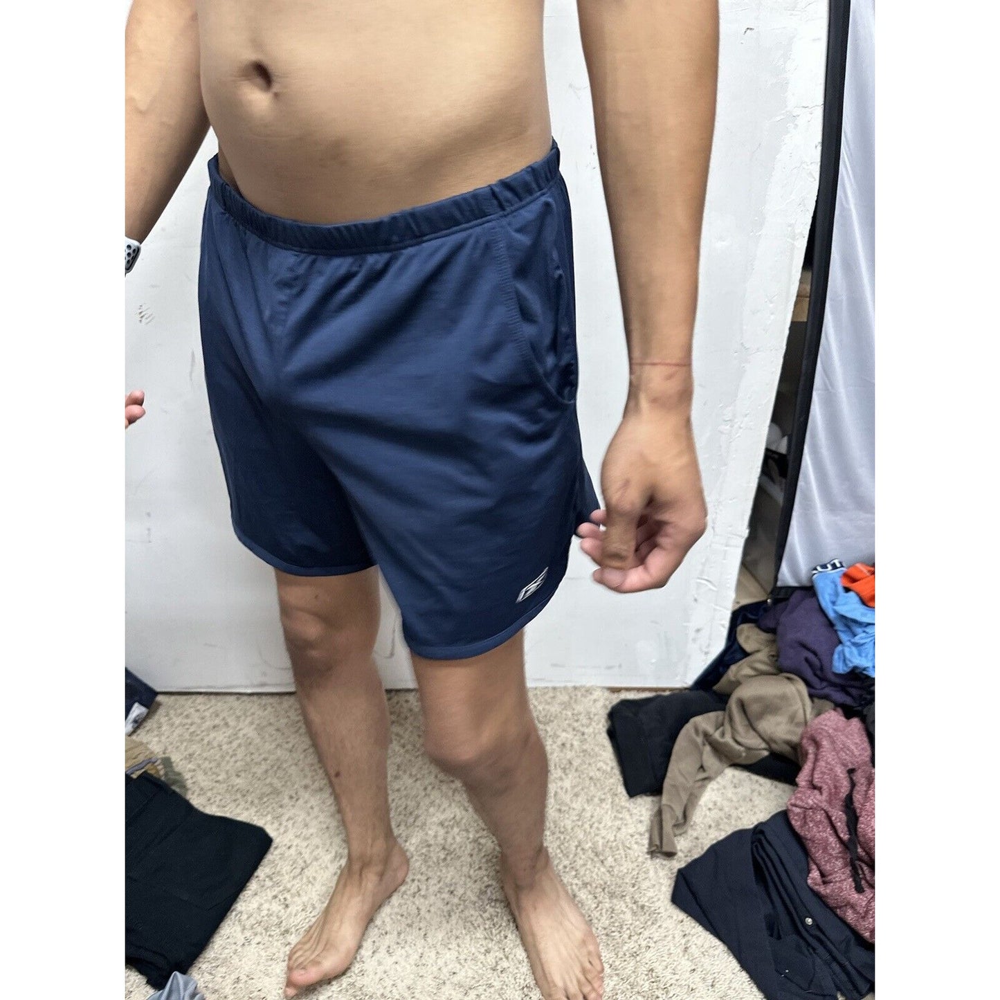 Men’s Large Reebok Play Dry Dark Blue Shorts With Pockets