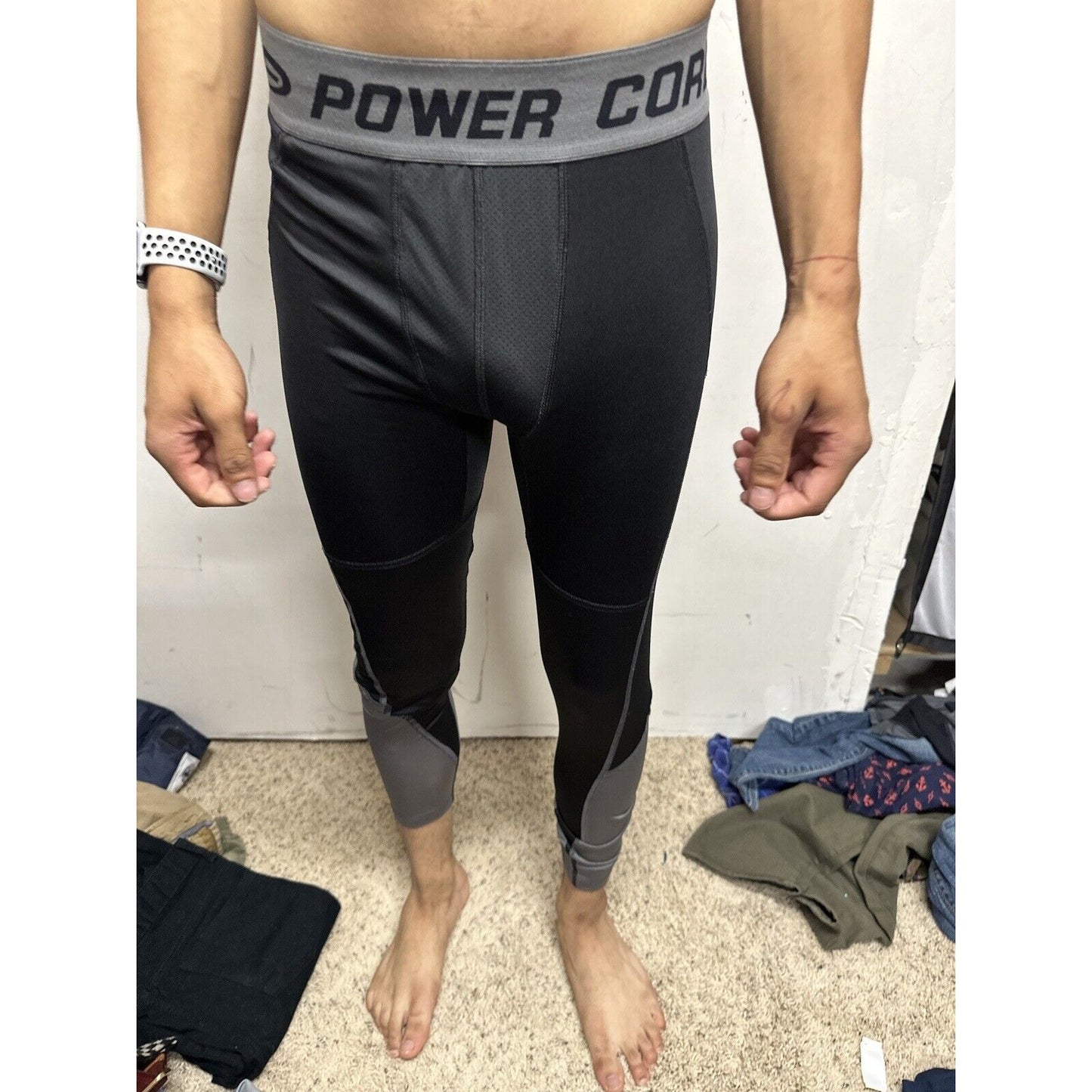 Men’s Champion Duo Dry Medium Black Gray Base Layer Leggings