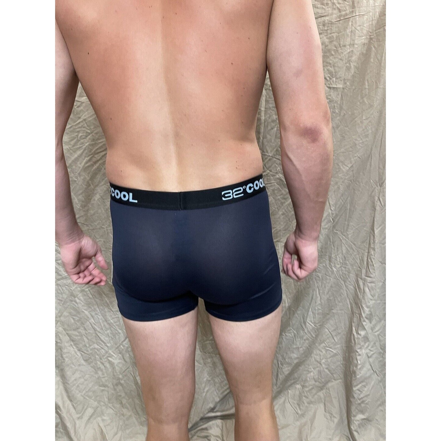 men's 32 degree cool navy compression boxer brief Small