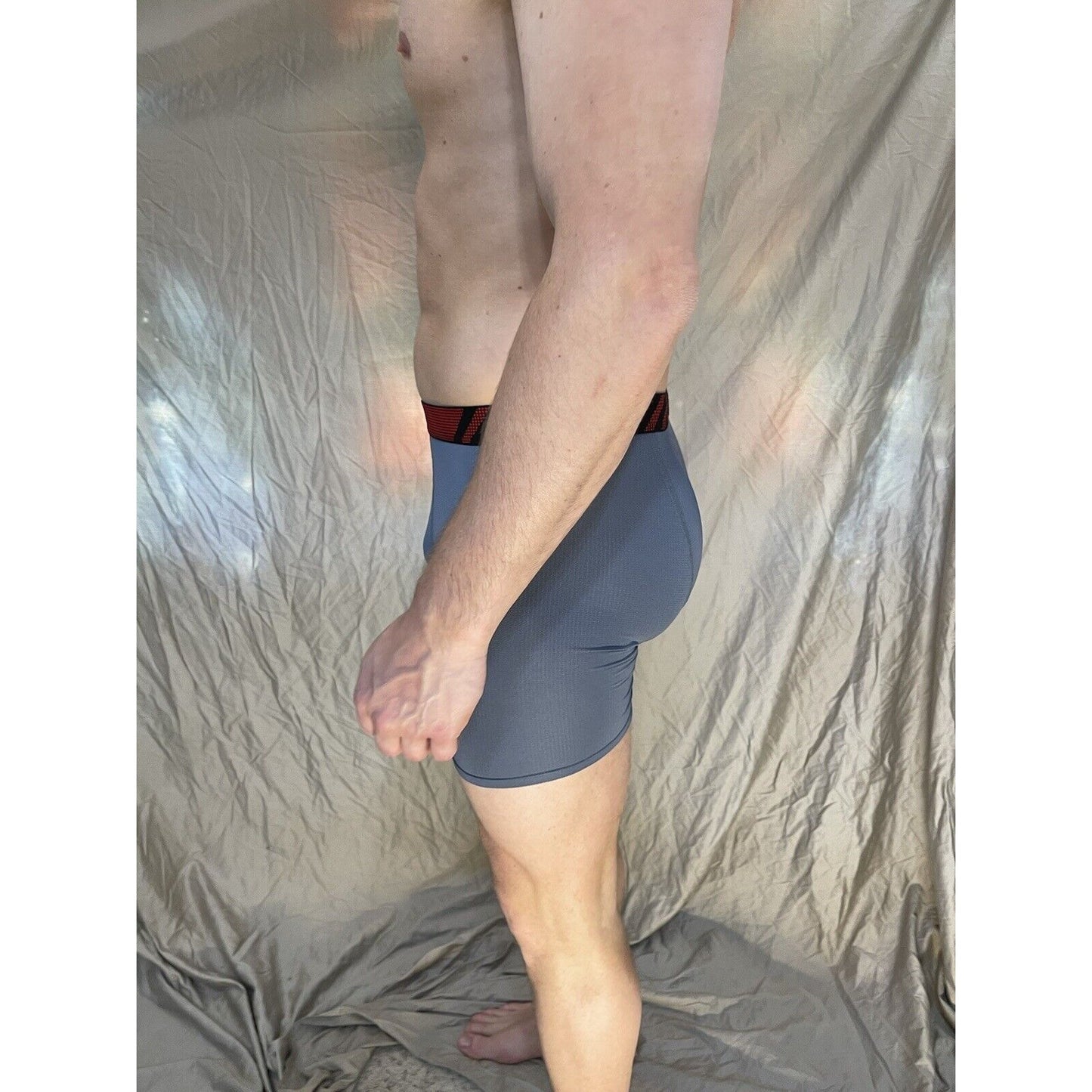 men's Gray With Red Band adidas aeroready black compression boxer briefs medium