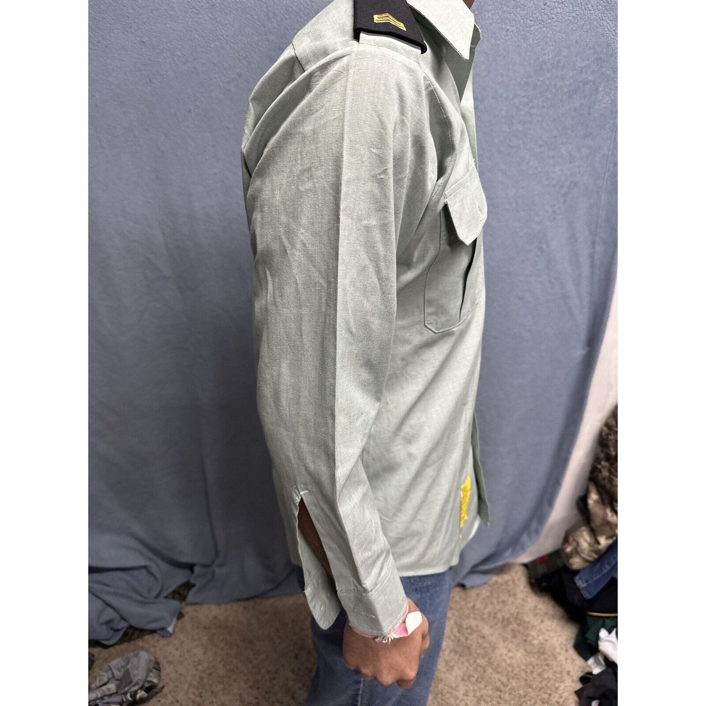Men’s Army Green DSCP 14.5 X 30/31 Long Sleeve Button Up Uniform Dress Shirt
