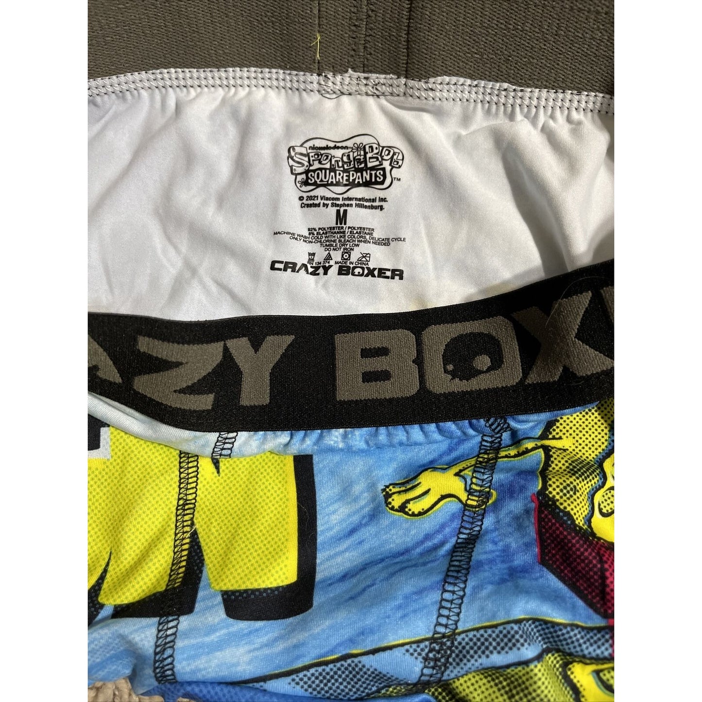 Men’s Crazy Boxer Spongebob Squarepants Size Medium Boxer Briefs Blue