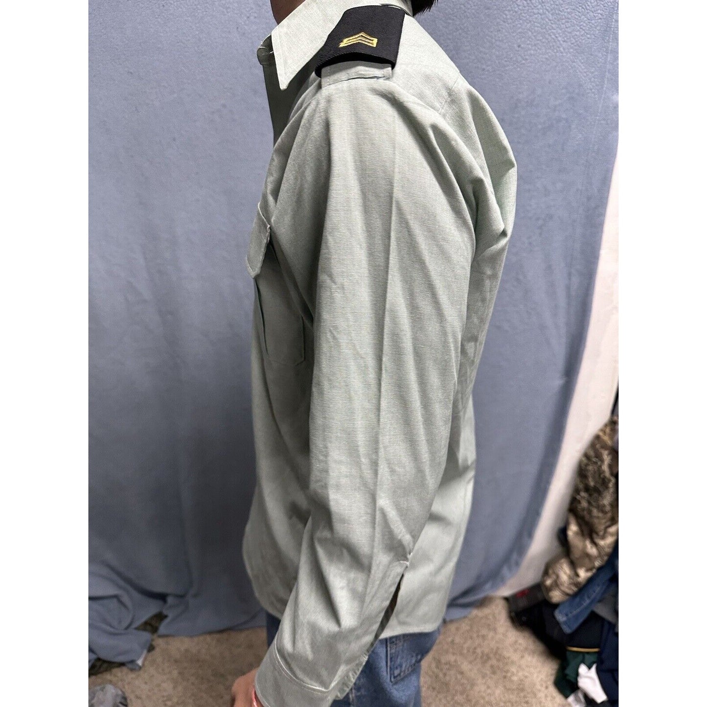 Men’s Army Green DSCP 14.5 X 30/31 Long Sleeve Button Up Uniform Dress Shirt