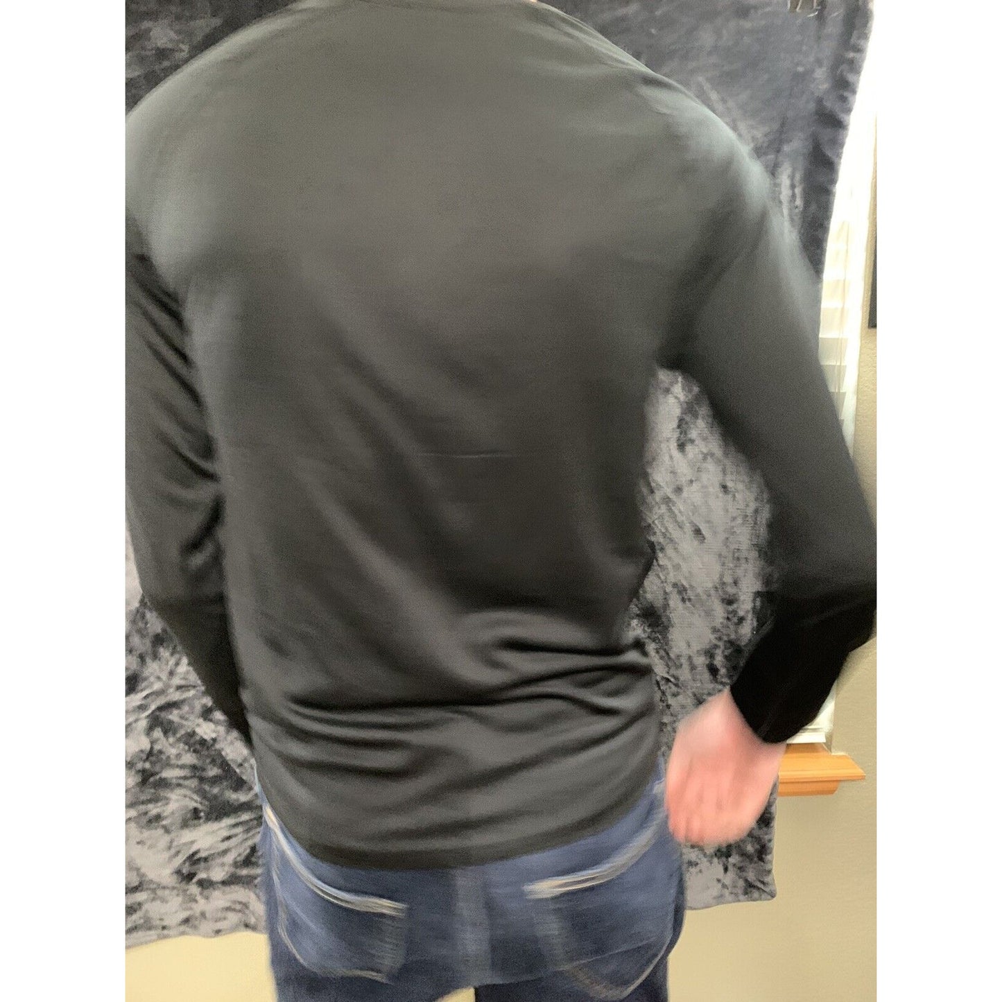 Athletic Fit Men’s Black Long Sleeve Polyester Small Shirt