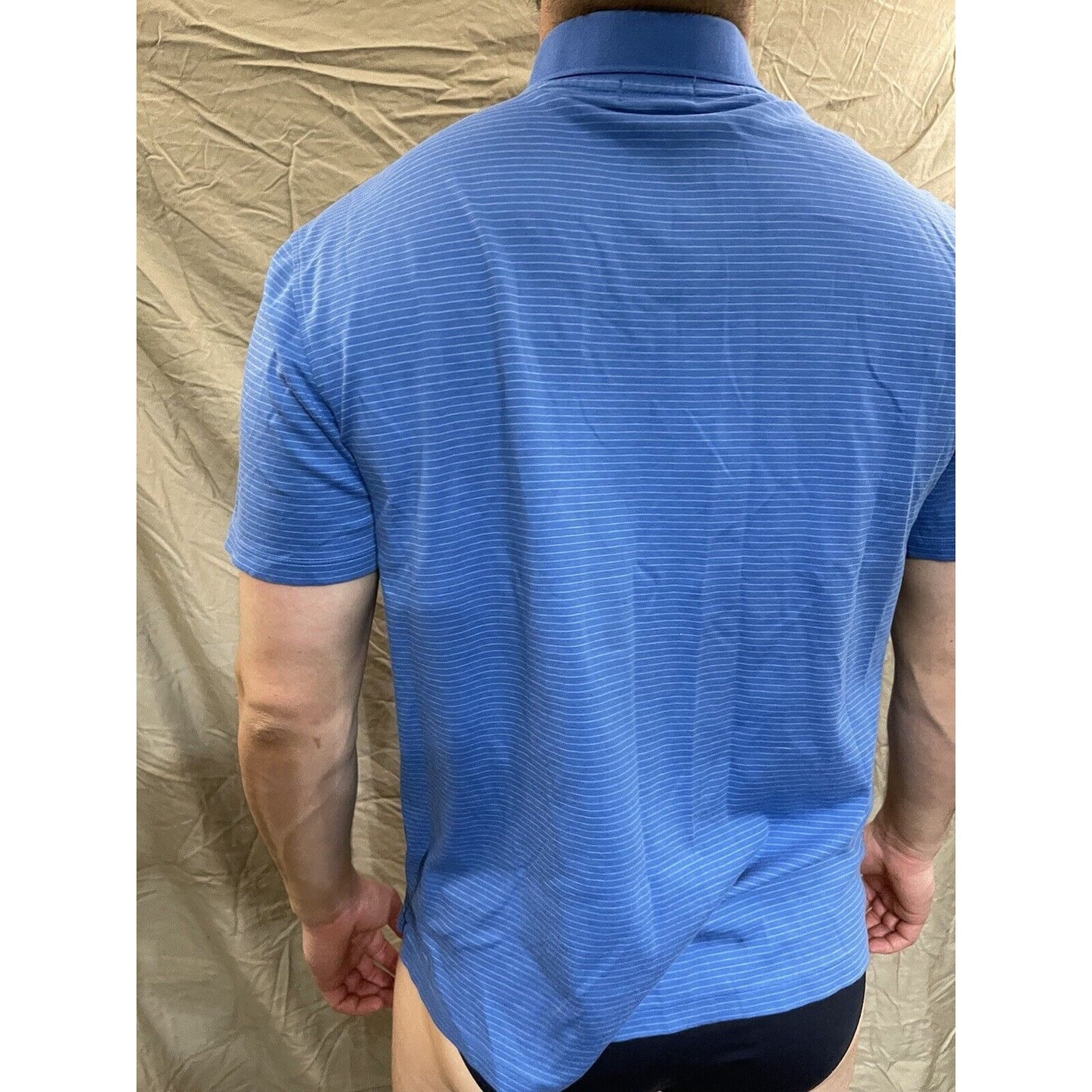 Men's Blue Striped Calvin Klein polo shirt short sleeve XL