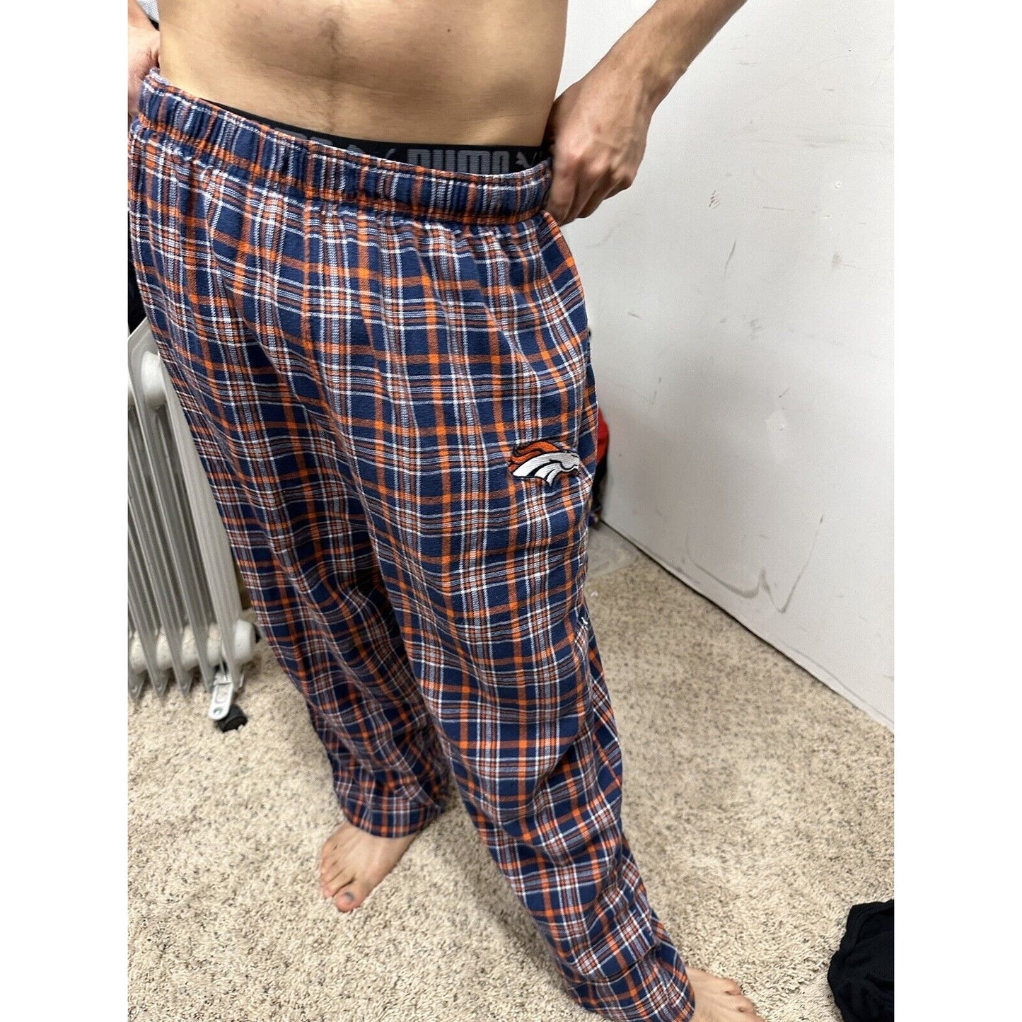 Men’s Plaid NFL Team Large Denver Broncos Pajama Pants Lounge Sleepwear