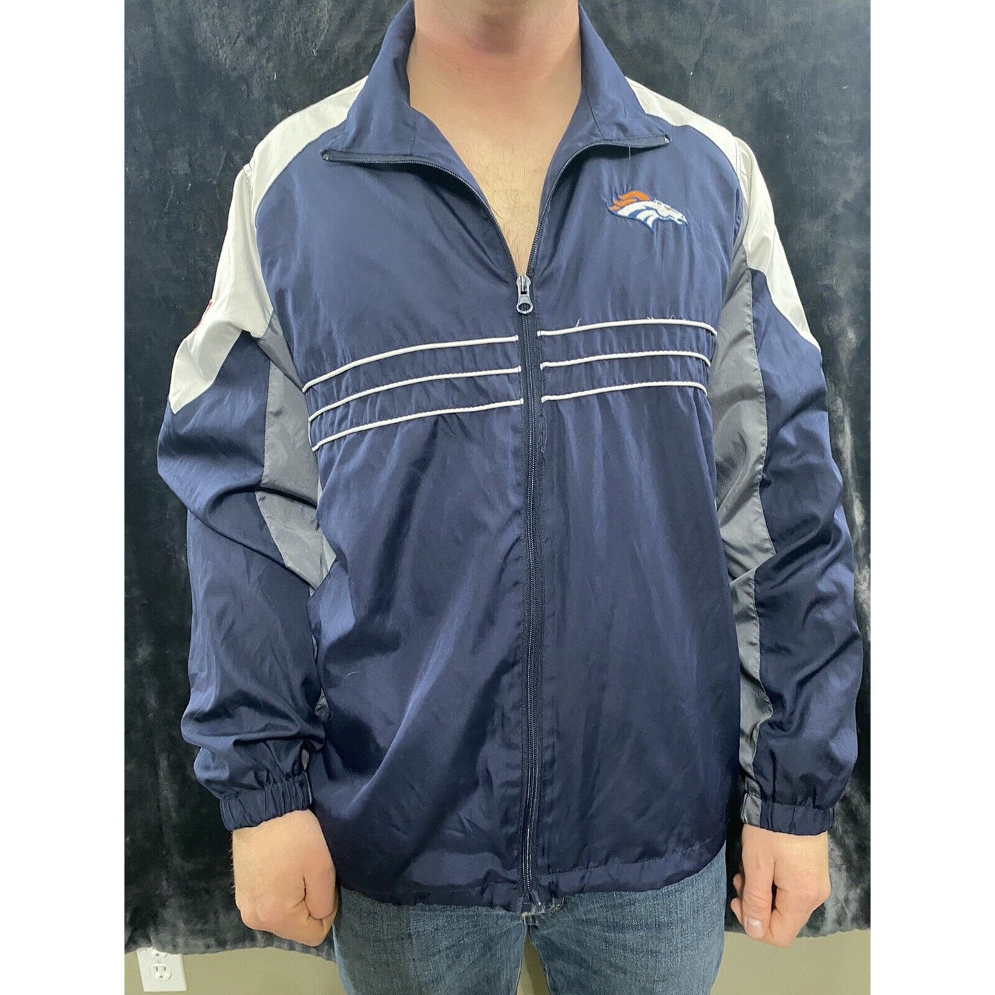 DENVER BRONCOS NFL Team Reebok Sports Illustrated SI Large Windbreaker Jacket