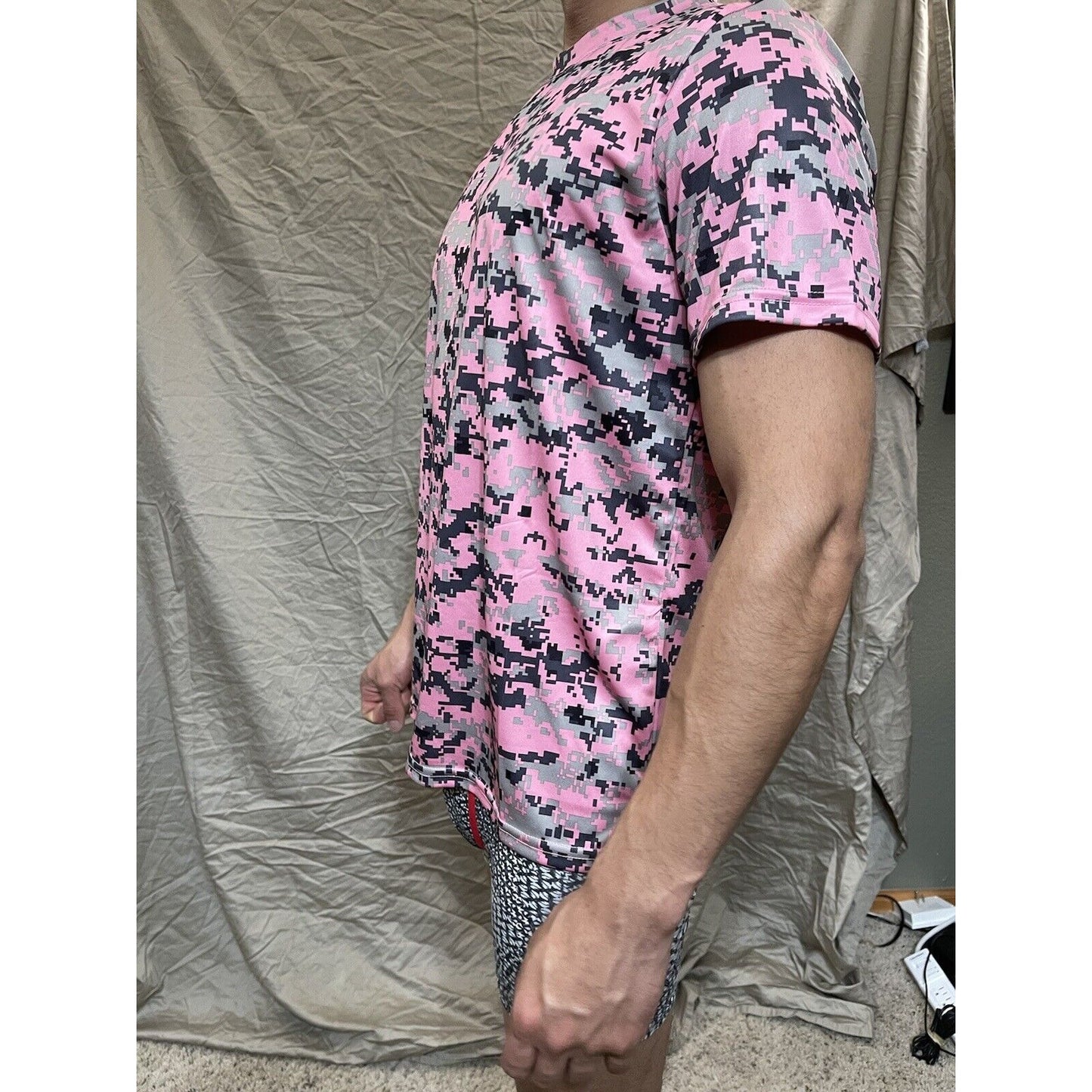 Boy's Youth Large Digi Camo Alleson Athletic Pink Compression Workout Shirt