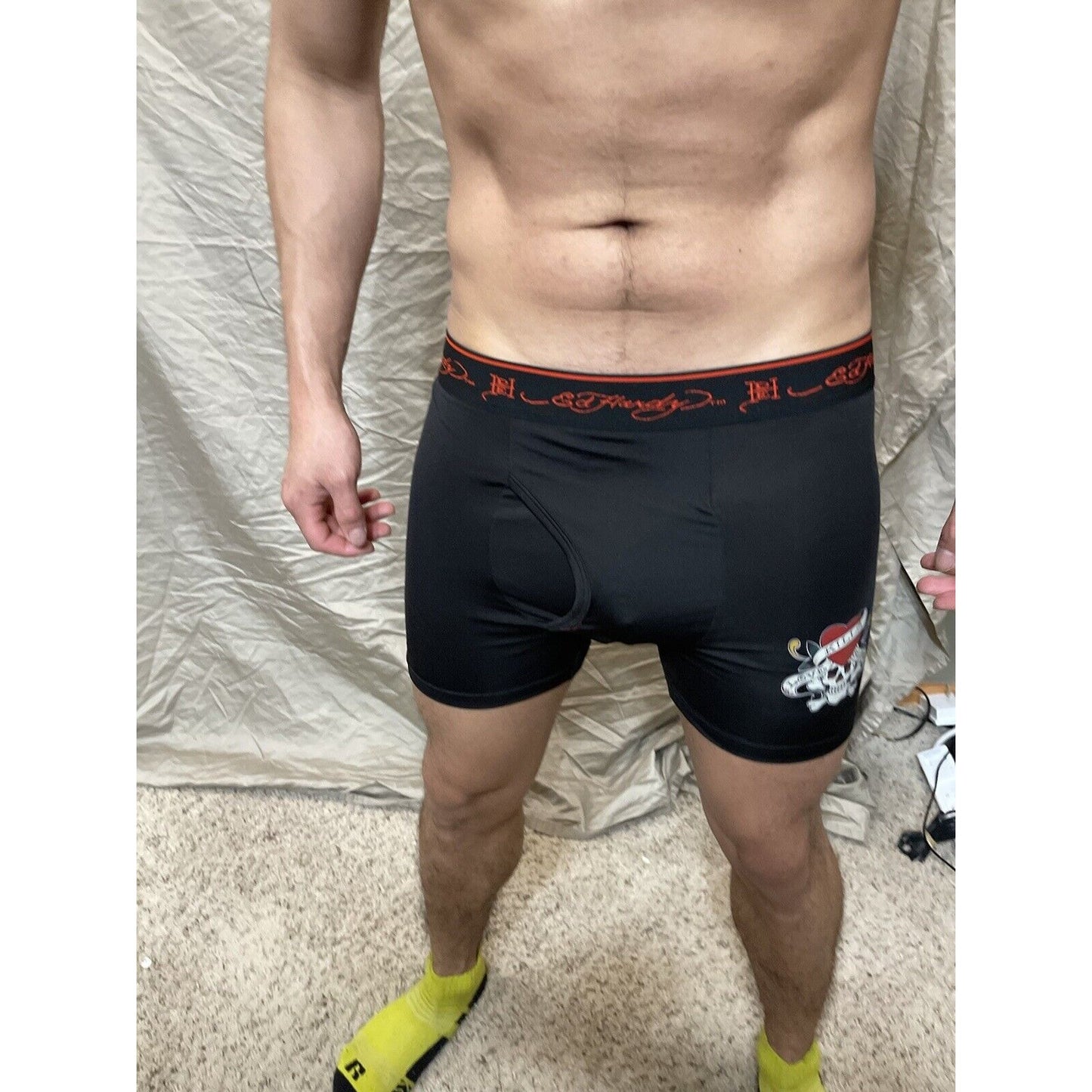 men's small boxer briefs ed hardy love kills slowly black boxer brief skull