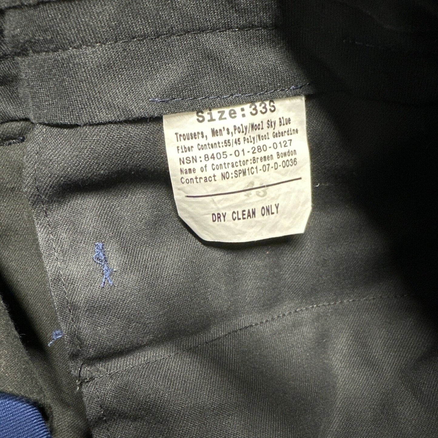 Men’s Usmc Trousers Uniform Pants Marines 33S Poly Wool Blue