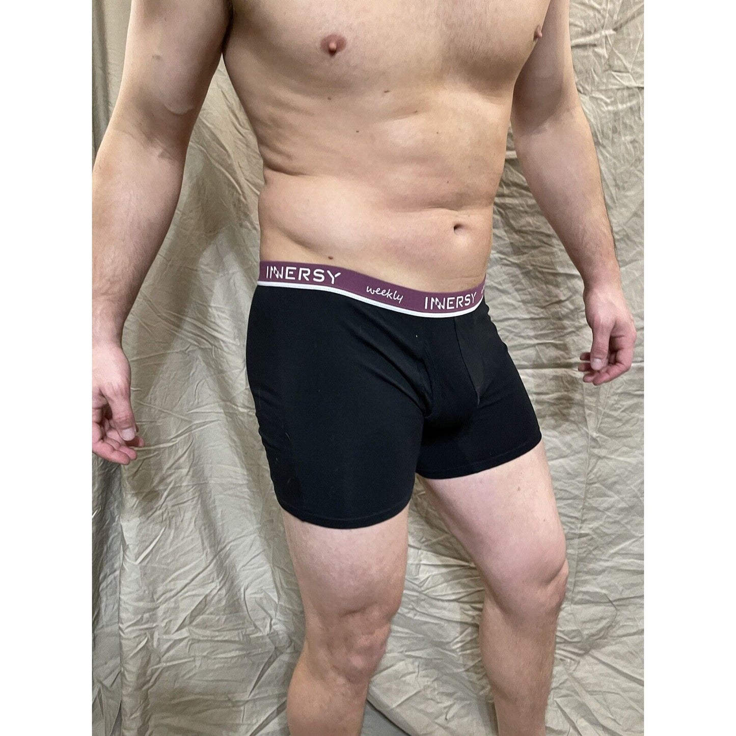 Inersy Weekly Men's black boxer briefs Purple band New And Unworn Large