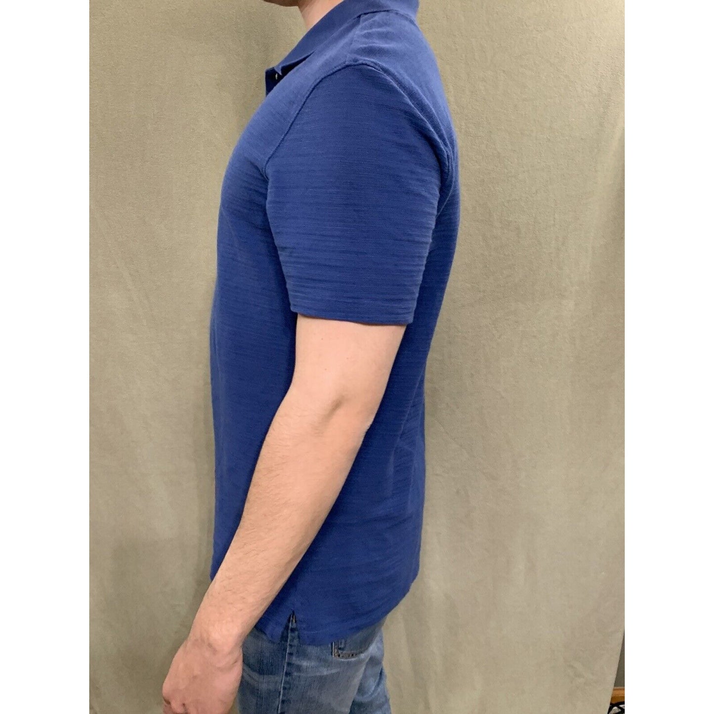 Calvin Klein Men Polo Shirt Blue Size Medium Knit Stretch