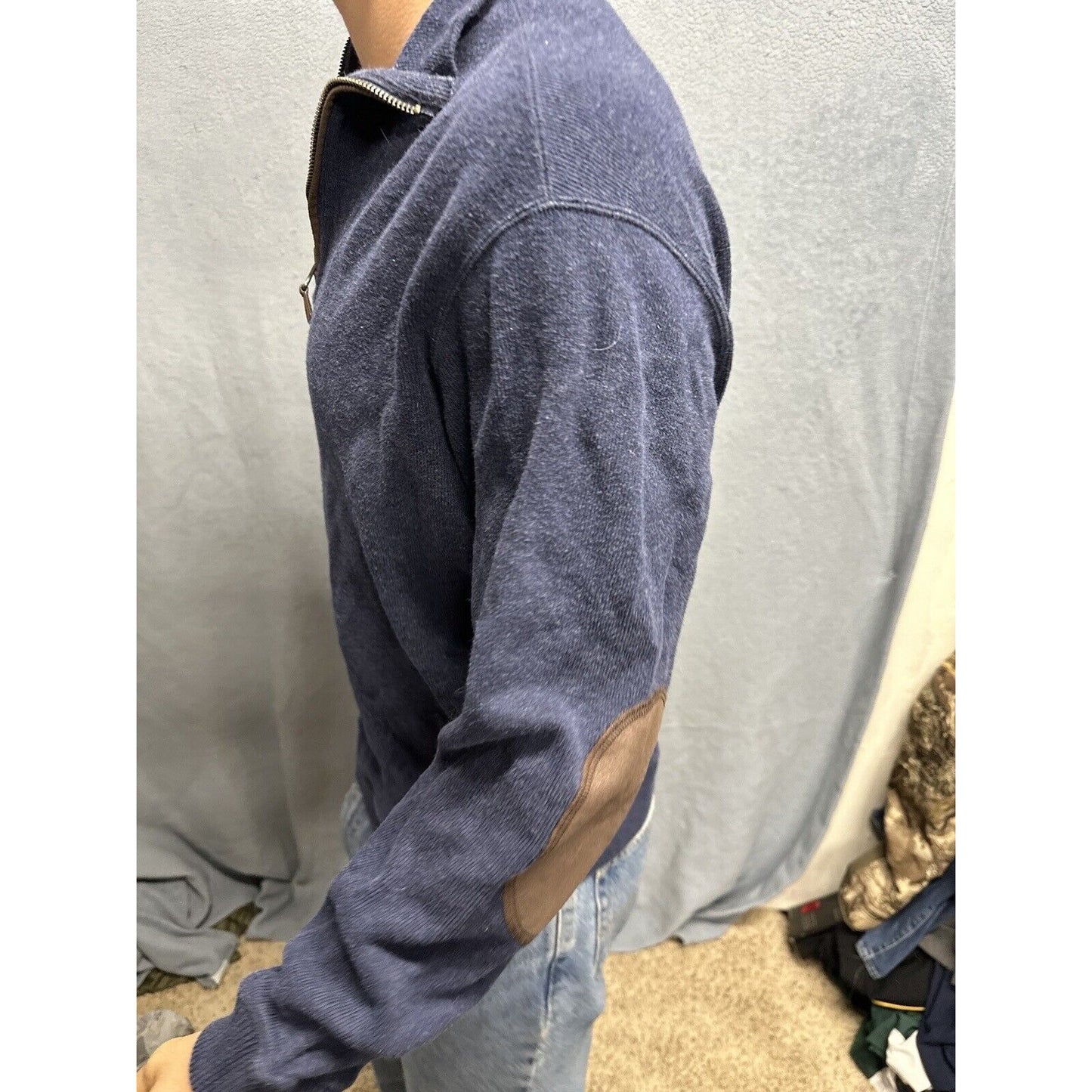 Men’s Dark Blue Medium Cremieux 1/4 Zip Long Sleep Pullover Sweater